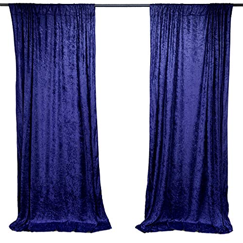 AK TRADING CO. 10 feet x 10 feet Lush Velvet Backdrop Drapes Curtains Panels with Rod Pockets - Wedding Ceremony Party Home Window Decorations - Navy Blue - color: Navy Blue