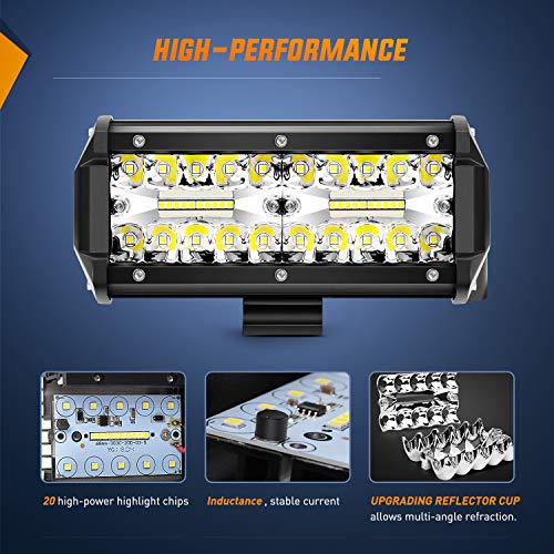 Nilight 18022C-B 6.5Inch 2PCS 6.5 Inch 120W Spot & Flood Combo Bar Driving Waterproof Led Work Light Triple Rows Off-Road Truck Car ATV SUV Jeep Cabin Boat, 2 Years Warranty (Pack of 12) - color: 2Pcs Led Pods, size: Led Pods (Pack of 12)