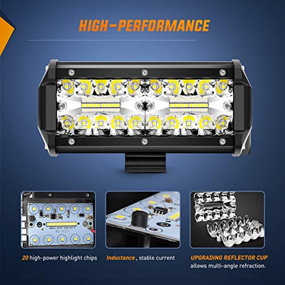 Nilight 18022C-B 6.5Inch 2PCS 6.5 Inch 120W Spot & Flood Combo Bar Driving Waterproof Led Work Light Triple Rows Off-Road Truck Car ATV SUV Jeep Cabin Boat, 2 Years Warranty (Pack of 12) - color: 2Pcs Led Pods, size: Led Pods (Pack of 12)