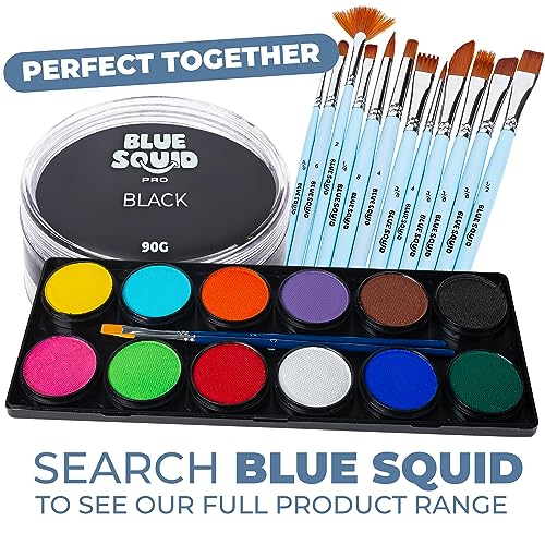 Blue Squid PRO Face Paint - Professional Water Based Single Cake Facepaint & Body Paints - SFX Makeup, Kids Adults Face Painting for Costume, Halloween, Cosplay - Classic Black 90g / 3oz - color: Classic Black 90g