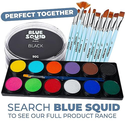 Blue Squid PRO Face Paint - Professional Water Based Single Cake Facepaint & Body Paints - SFX Makeup, Kids Adults Face Painting for Costume, Halloween, Cosplay - Classic Black 90g / 3oz - color: Classic Black 90g