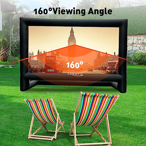 Inflatable Projector Screen, 24FT Blow Up Movie Screen Outdoor Projector, Easy Set Up One-piece Design Front & Rear Projection with Air Blower for Outside Backyard Family Movie Night Pool Party - size: 24FT