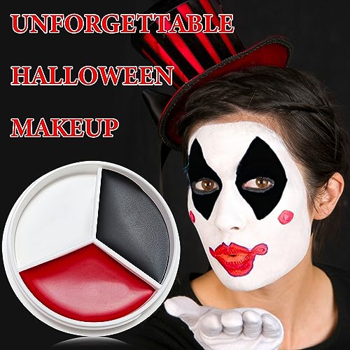 Clown Black White Red Face Paint,Professional Waterproof Body Paint Halloween Makeup Kit Face Paint Clown Cosplay Costume Joker SFX Zombie Face Painting White Makeup