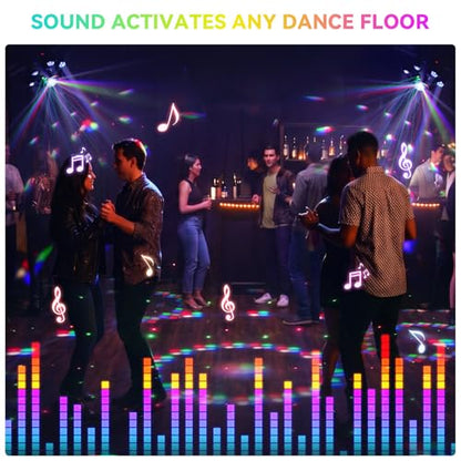Moving Head DJ Light for Party 150W 6-Arm Remote Control | Disco Ball, LED RGB Ring, Red Green Starry, Strobe Multi Effects. DMX512 Sound Activated. For Stage, Wedding, Club, Events