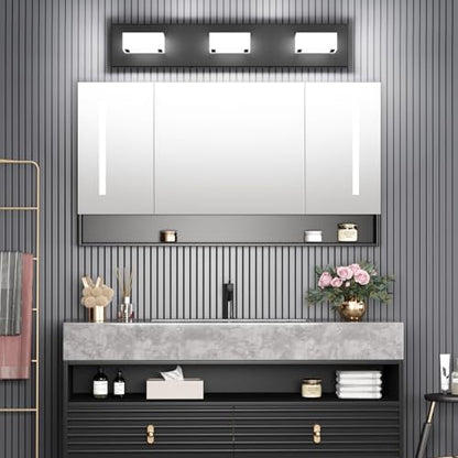 Ralbay Black Bathroom Vanity Lights 24inch Metal Acrylic LED Modern Bathroom Wall Lighting Fixtures Over Mirror Matte Black (White Light 6000K, Non-dimmable) - color: Black-White light, size: 24 inch