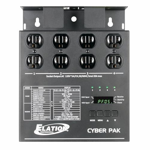 Audiosavings Bundle (1) Elation ADJ Cyber Pack 4-Ch Dimmer/Relay/MIDI DMX Controller Power Pack Bundle with (1) RV RDX3M10 10 Foot 3 Pin DMX Lighting Cable 100% OFC Copper Female 2 Male (Items 2)