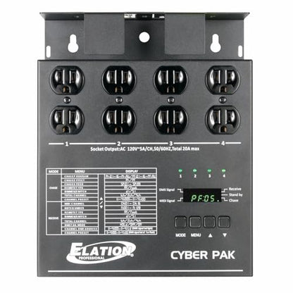 Audiosavings Bundle (1) Elation ADJ Cyber Pack 4-Ch Dimmer/Relay/MIDI DMX Controller Power Pack Bundle with (1) RV RDX3M10 10 Foot 3 Pin DMX Lighting Cable 100% OFC Copper Female 2 Male (Items 2)