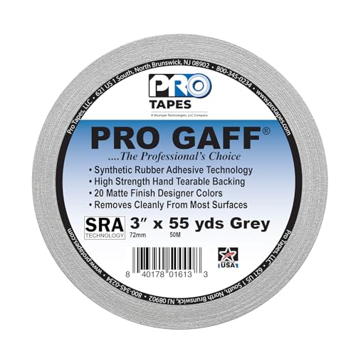 3" Pro Gaff Gaffers Tape 55 yards length gray matte. Premium Heavy-Duty Gaffers Tape trusted by professional Gaffers. Made in the USA. Holds Tight, Easy to remove. (Pack of 16) - color: Grey, size: 3 in x 1980 in