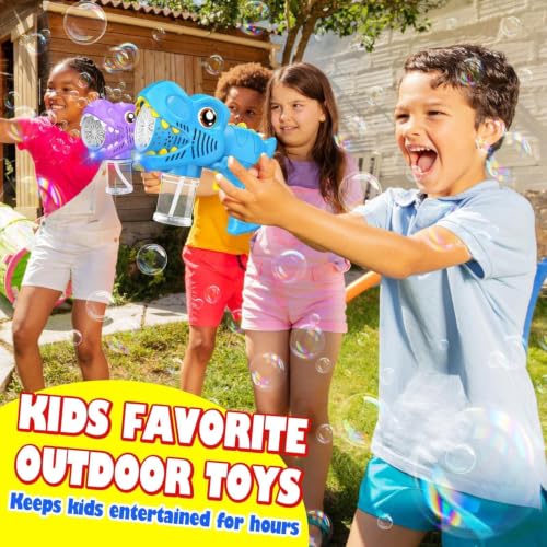 3 Bubble Guns Kids Toys Bubbles Machine, Outside Toys for Ages 3-5 4-8 Kids - color: Blue+green+purple