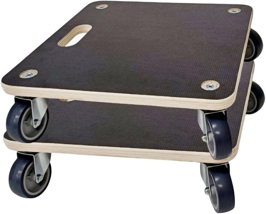Hardwood Furniture Moving Wooden Dolly with 4 Rubber Silent Wheels,15 Inch Securely Holds 2204 Lbs Heavy Duty Rolling Mover for Piano Couch Fridge Washing Machine Big Plant, 2 Packs - size: Square Furniture Dolly with TPR Wheels
