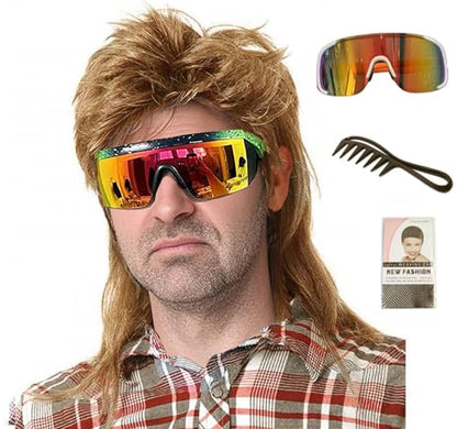 Mullet Wigs for Men,Joe Dirt,Emo Wig 80s Costumes Fancy Party Accessory Cosplay Wig Halloween Man x（Strawberry Blonde） - color: 2-Strawberry Blonde