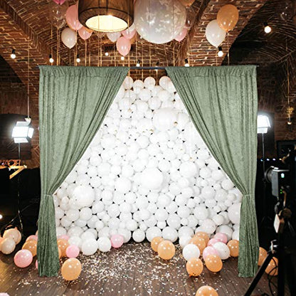 AK TRADING CO. 10 feet x 10 feet Panne Velvet Event Backdrop Drapes Curtains Panels with Rod Pockets - Wedding Ceremony Party Home Window Decorations - Sage Green - color: Sage Green