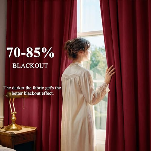 StangH Red Velvet Curtains Short Chrismas Bedroom Drapes, W52 x L72, 2 Pcs | 300GSM Soft Velvet Thick Texture, Window Treatment, Privacy, Theater, Noise Reduction, Kitchen, Living room, Panel Blinds - color: Red Series - Red, size: 52"W x 72"L (Pack of 2)