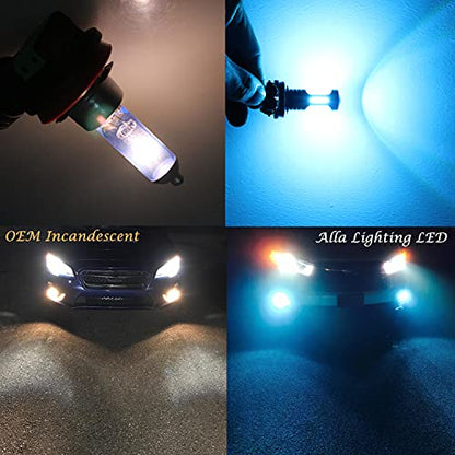 Alla Lighting H8 H11 LED Bulbs, Fog Lights Lamps Replacement 8000K Ice Blue 12V H16 for Cars, Trucks Super Bright 3030 36-SMD 12V Upgrade