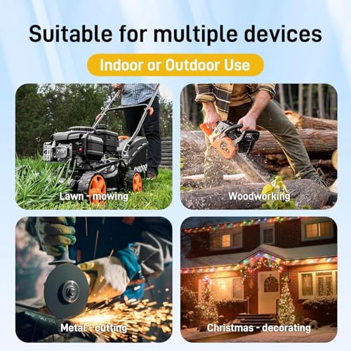 3ft 12/3 Gauge Heavy Duty 3-Outlet Lighted Outdoor Extension Cord ETL | 15A 1875W, pure copper STW waterproof -58°F to 140°F, garage, kitchen, water heater, smart devices, outdoor use, 3-prong