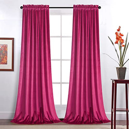 Roslynwood Velvet Berry Curtain 63 inch Long - Curtains Block Light Rod Pocket Thermal Insulated Window Drapes Set for Living Room/Bedroom/Dining Room, W52 x L63, 2 Panels - color: Berry, size: 52"W x 63"L (Pack of 2)