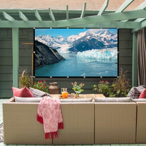 Projector Screen TOWOND 150 inch Projection Screen Indoor Outdoor Washable Anti-Crease 16:9 HD Rear Front Movies Screen for Home Theater Office | Anti-Crease16:9 HD Rear Front, Easy Install, for Home Theater, Office Education, Conference Presentation, Pub
