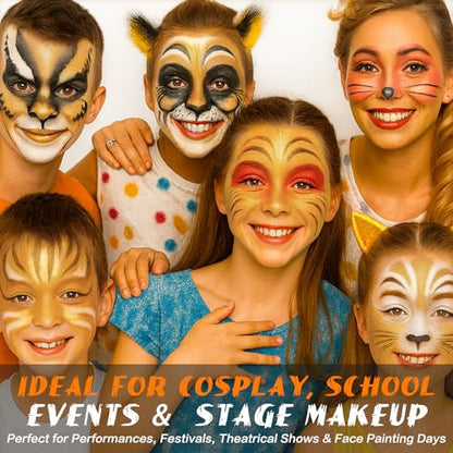 BOBISUKA Metallic Gold Face Body Paint Stick Washable Water-Based Face Paint Makeup Stick for Halloween Skull, Goth, Cosplay, SFX, Sports Eye Black & Costume Party - color: Gold