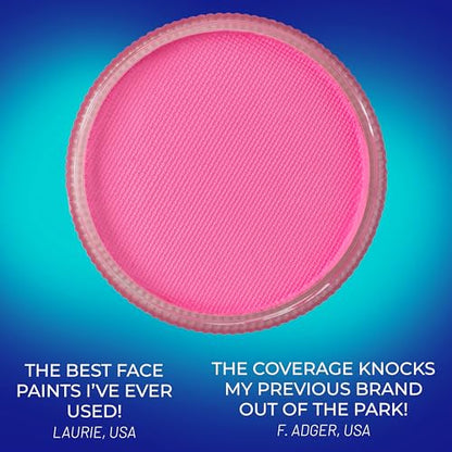 Blue Squid Face Paint Water Based Single Cake Professional Face Paint & Body Paint - Water Activated, Kids Adults Face Painting for Costume, Halloween Makeup, Cosplay - UV Pastel Pink Face Paint 30g - color: UV Pastel Pink