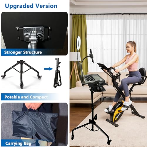 Projector Tripod Stand with Wheels Laptop Tripod Stand Projector Tripod Laptop Stand Floor Stand Live Stream stand Treadmill Stand Music Stand with 6" LED Ring Light for Online Meeting Recording