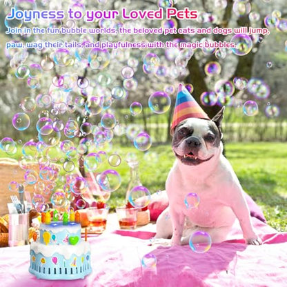 Panamalar Birthday Cake Bubble Machine, Automatic Bubble Blower for Kids Boys Girls 10000+ Bubbles Per Minute with Lights/Music/Solution, Party Cake Bubble Maker Toys for Birthday Outdoor Wedding Gift - color: Blue
