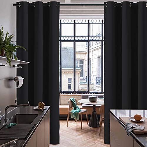 RYB HOME Room Divider Curtains Blackout Window Curtain for Bedroom - color: Black, size: 60"W x 108"L (Pack of 1)