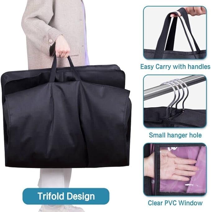 KIMBORA 65" Dress Garment Bags for Hanging Clothes Travel, Gusseted Garment Bags for Closet Storage with Handles for Long Gowns, Coats（3 Packs） - size: 65"