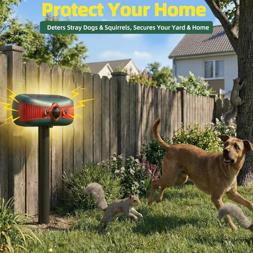 Solar-Powered Motion Security Alarm: 129dB Loud Siren & Red-Blue Strobes, 4 Modes Deters Deer/Cats/Raccoons Waterproof Dual Mount for Yard/Garden/Farm