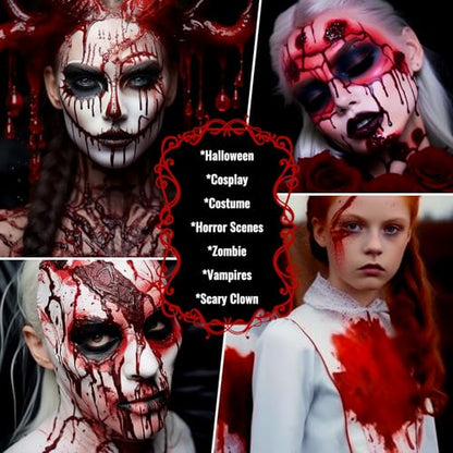 UCANBE Halloween Dripping Fake Blood Realistic Blood Drops Body Paint Washable Fake Blood Makeup Kit For Zombie Vampire Clown Monster Clothes Costume Cosplay SFX Special Effects Makeup 30ML(Dark) - color: Dark