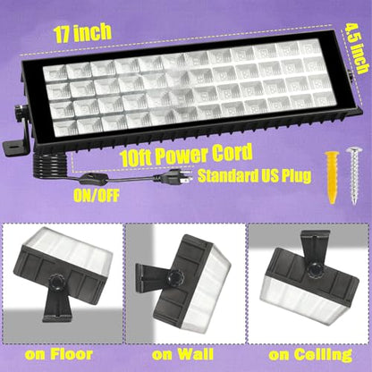 120W Black Light, LED Blacklight Bar with 10ft Cord, Glow in The Dark, for Glow Party, Neon Decoration, Body Paint, Fluorescent Poster, Birthday, Halloween, Bedroom(1 Pack)