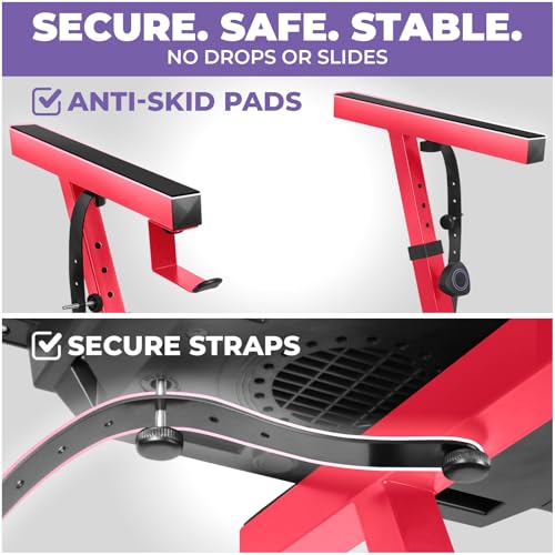 Liquid Stands Piano Keyboard Stand - Z Style Adjustable and Portable Heavy Duty Music Stand for Kids and Adults -Fits 54-88 Key Electric Pianos - Sturdy Musical Keyboard Stand (Red) - color: Red