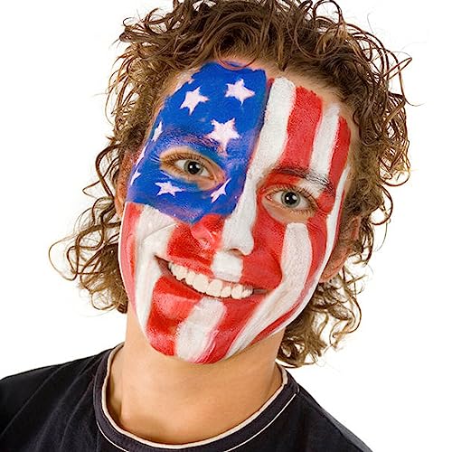 MEICOLY Red White Blue Face Body Paint Set,4th of July Accessories,4th of July Face Paint,4th of July Outfits for Women,Patriotic Independence Day Pride Face Paint with Painting Brushes and Sponges - color: White Blue Red Face Paint Kit