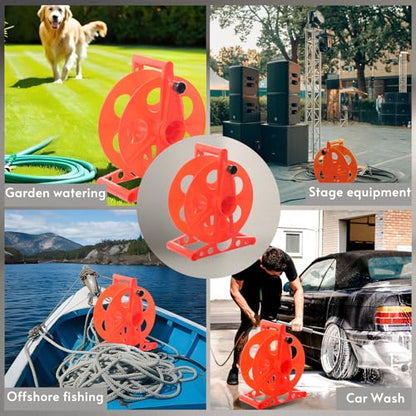 Homeon Wheels Cord Storage Reel with Handle Driven Easy to Use,Holds up to 135 feet - style: Red Cord reel