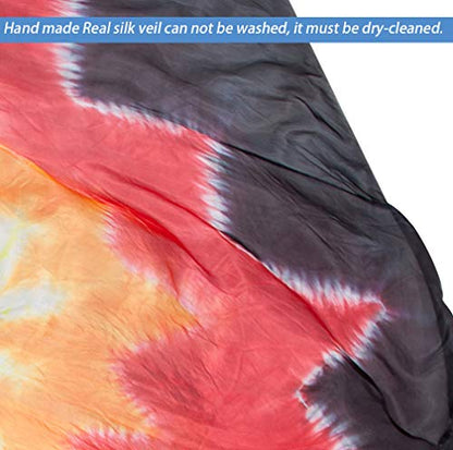 KIKIGOAL 100% Silk Belly Dance ISIS Wings Scarf Veil Fan with Telescopic Stick for Halloween Carnival Performance 1.4x2.7cm - color: Gradual Yellow