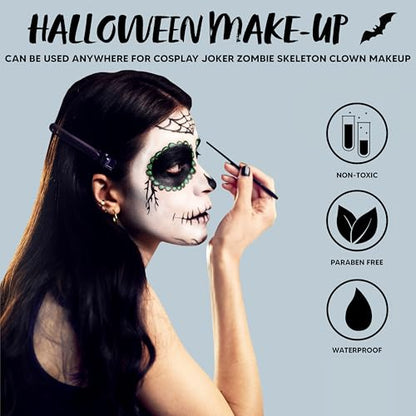 Spooktacular Creations Halloween Makeup Palette 3 Colors, Face Body Paint Wheel for Adult SFX Zombie Cosplay, Baseball Sport Games Dress Up (0.35 oz, White Black Green) - color: White Black Dark Green