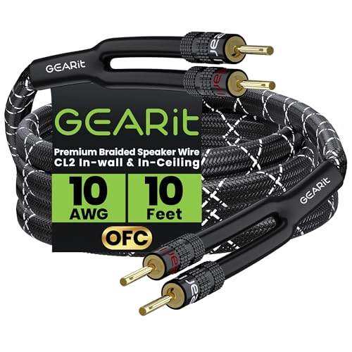 GEARit 10 Gauge OFC Speaker Wire with Banana Plugs, 10 ft, Surround Sound - size: 10 Feet