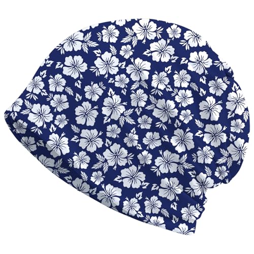 Art Owl Women's Slouchy Beanie Hat Cute Turban Hats Cancer Headwear Caps Baggy Skull Sleep Scarf - color: Blue Floral