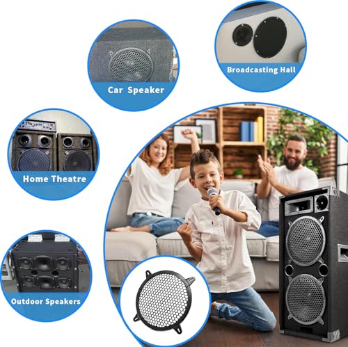 Surf Turtle 8 Inch Hexagonal Speaker Grill Cover | Black Plastic Honeycomb Hole Protective Mesh, Universal Car Audio Subwoofer Speaker Protection Cover