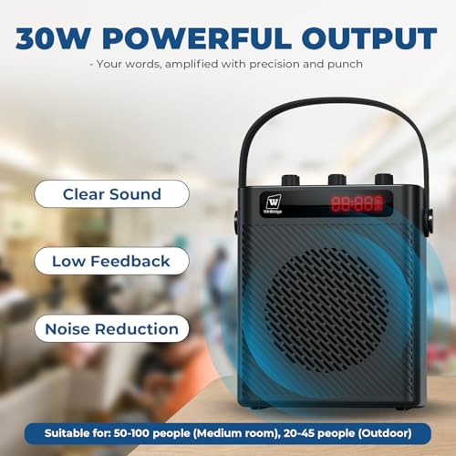 Voice Amplifier with Wireless Microphone & Speaker - Portable Bluetooth PA System, 30W Ultra-Light Rechargeable Hands-Free Megaphone for Teachers, Tour Guides & Outdoor Events - S93 | 2-in-1 Headset & Handheld Mic, Ultra-Light with Shoulder Strap, USB/TF/
