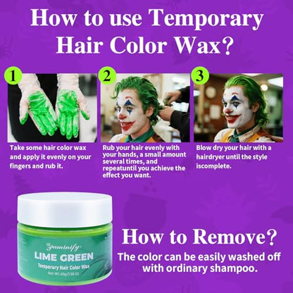 Halloween Joker Clown Makeup Kit,Red White Blue Black Face Body Paint+Lime Green Temporary Hair Dye+Setting Powder+4 pcs sponge,Face Painting for Clown Skull Cosplay Costume SFX Makeup Set - color: Joker makeup kit
