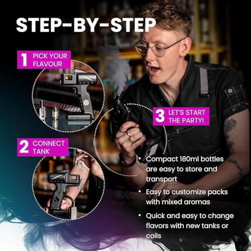 Flavor Blaster Bubble Mixture - 6 fl oz | Premium Drink Presentation | Stunning Cocktail Smoke Bubbles | Edible Tasteless & Odorless | Bubbles Last Up to 3 Minutes | 1 Bottle Produces 1000 Bubbles