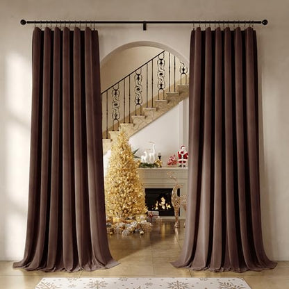 Beauoop Coffee Brown Velvet Curtains for Bedroom Living Room 52x90 2 Panels - color: Coffee, size: 52"W x 90"L (Pack of 2)