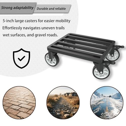 Heavy-Duty Stainless Steel Furniture Dolly, 24'' x 18'' Furniture Mover with 1200LB Capacity, 5'' Swivel Casters & Tie-Down Straps for Secure Transport - size: 24"L x 18"W Dolly