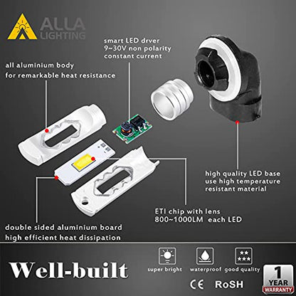 Alla Lighting 3800lm PGJ13 Base 889 881 LED Fog Light Bulbs, Red Xtreme Super Bright H28 886 888 894 896 898 ETI-SMD Replacement - color: 800K Red