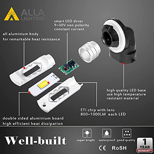 Alla Lighting 3800lm PGJ13 898 881 LED Bulbs Fog Lights or DRL, 8000K Blue Xtreme Super Bright 889 886 888 894 896 881X 881L H28 ETI-SMD 12V Replacement - color: 8000K Blue