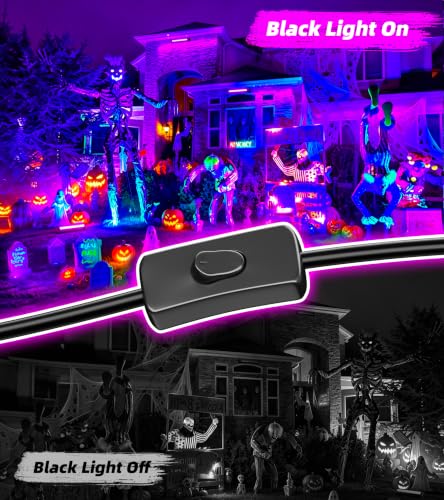 TigQiang 42W 6 Pack Black Light, Glow Party Supplies, Halloween Blacklight | 6Ft Cord & Switch & Plug, Blacklights Bar for Neon Parties, Fluorescent Poster Tapestry, Body Paint, Classroom, for Cabinet