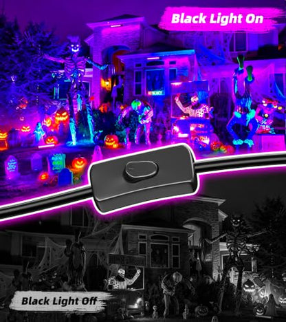TigQiang 42W 6 Pack Black Light, Glow Party Supplies, Halloween Blacklight | 6Ft Cord & Switch & Plug, Blacklights Bar for Neon Parties, Fluorescent Poster Tapestry, Body Paint, Classroom, for Cabinet