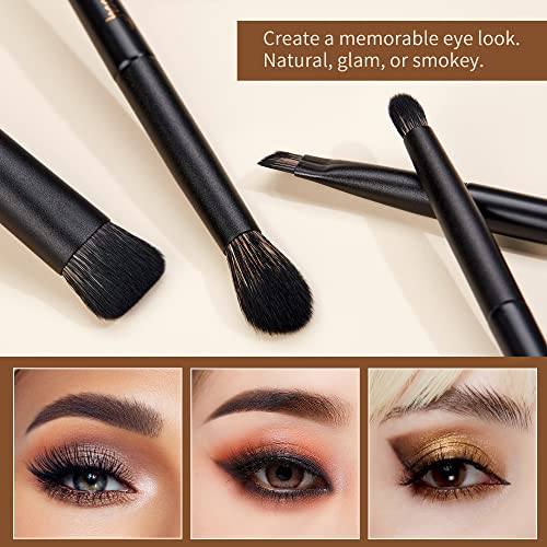 Makeup Brushes Set Jessup Make up Brushes 14Pcs Black Kabuki Foundation Eyeshadow Contour Concealer Powder Eyeliner Crease Eyebrow Blending Brush, T336 - color: Black-14pcs, size: Full Brush Set