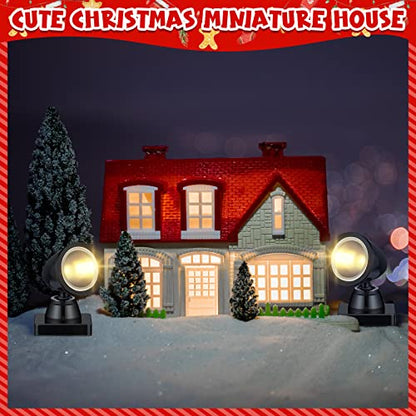 Kingdder Christmas Village Lights Battery Operated LED Mini Spot Light for Christmas Village Accessories Miniature Houses Street Flood displays with Switch(Warm White,2 Set) - color: Warm White