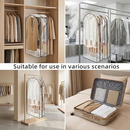 Clear Garment Bags for Hanging Clothes 3-piece set(43,50,60) inch | Storage Bags With Zipper for Shirts, Suit,Jackets,Coats,sweater,Long Dresses,wedding,gowns,etc. - size: 43+50+60inch